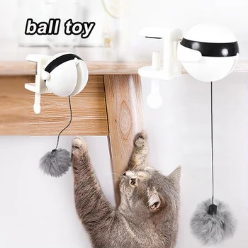 Elektronisko Kustības Kaķis Rotaļlietas, Paceļot Bumbu Funny Kaķis Teaser Rotaļlietas Elektriskās Plandīšanās Rotējošo Interaktīvās Pet Rotaļlietas Hairball Interaktīvās 3
