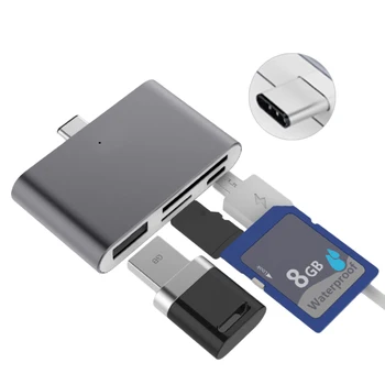 Elisona Tips-C USB C Tipa RUMBU OTG Sim KF SD TF Karšu Lasītājs Pārveidotāja Adapteris priekš MacBook Air Samsung Galaxy Note 8 S8