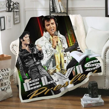 Elvis Presley 3D Sega, Gultas, Pastaigu, Pikniku Bieza Sega Modes Pārklājs Vilnas Mest Segu stils-2