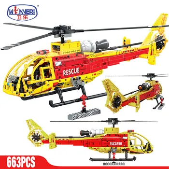 ERBO 663PCS Pilsētas Policijas Lidmašīna, Celtniecības Bloki, Tehnisko Militāro Helikopteru Lidosta Brigāde Ķieģeļi Apgaismo Rotaļlietas Bērniem
