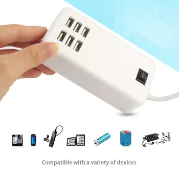 ES, ASV, UK Plug 6 Ostās Vairākas Sienas USB Lādētāju 3A 15W Smart Adapteris Mobilo Tālruni, Tabletes Uzlādes Ierīces iPhone un iPad Planšetdatoriem 7122