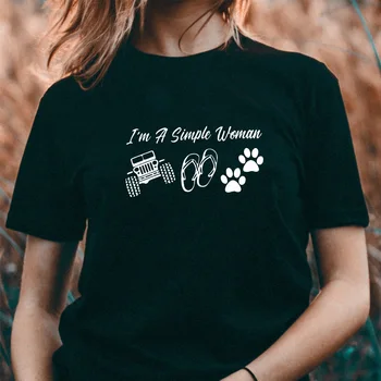 Es esmu Vienkārša Sieviete Vienkāršai Sievietei, Jeep Flip Flops un Suņiem Viegls drukāt kokvilnas t krekls Grafikas Tees Hipster Tumblr Mājīgu topi