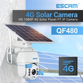 ESCAM QF480 4G Saules IP PTZ Kameras Starlight pilnu krāsu IS redzējumu P2P 4G sim kartes IS Redzamības kamera Mākonis uzglabāšanas kamera