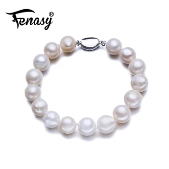 FENASY Pērļu Rotaslietas Modes 9-11mm liela pērle Platas Aproces & Aproces pērļu Rotaslietas šarmu rokassprādzi,ķēdes saite aproce sievietēm 26712