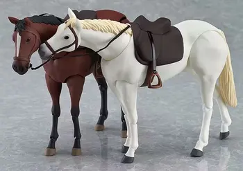 Figma Vienkāršā Zirgu, Balts un Brūns PVC Darbības Rādītāji Klasisko Modeli Rotaļlietas Labākās Ziemassvētku Dāvanas