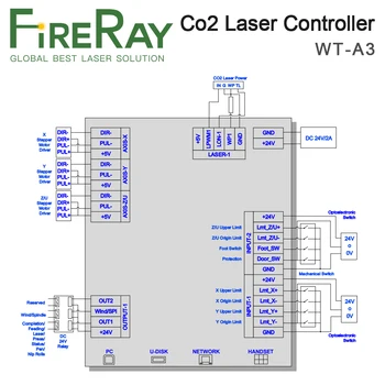 FireRay Co2 Lāzera Kontrolieris Sistēmas WT-A3 Co2 Lāzera Gravēšanas Griešanas Mašīna Aizstāt AWC708C Lite ruida Leetro