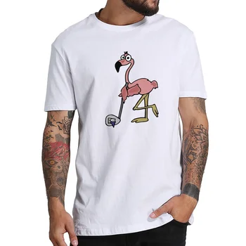 Flamingo spēlē Smieklīgi, T Krekli Vīriešu Amusant Grafiskais Dizains Īsām Piedurknēm Krekls Tīras Kokvilnas Ērti Fitnesa T-Krekli Unisex
