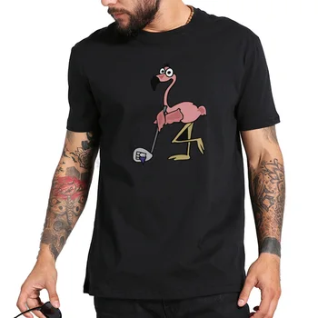 Flamingo spēlē Smieklīgi, T Krekli Vīriešu Amusant Grafiskais Dizains Īsām Piedurknēm Krekls Tīras Kokvilnas Ērti Fitnesa T-Krekli Unisex