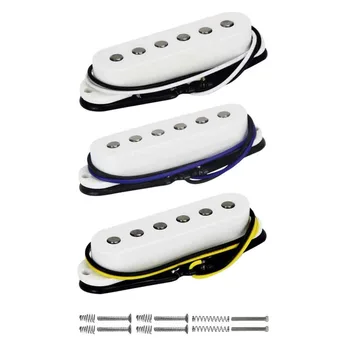 FLEOR 3PCS/Set White Alnico 5 Guitar Pickup Viena Spole Kakla/Vidējā/Bridge Pickup 50/50/52mm Flat Top par Stratēģijām Ģitāra