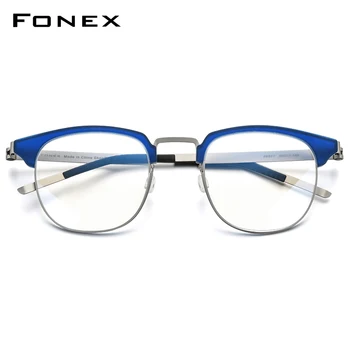 FONEX Acetāts Sakausējuma Brilles Rāmis Vintage Vīriešu Kārtas Tuvredzība Optisko Pusi Recepšu Brilles Sievietēm bez skrūvēm, Briļļu 98627