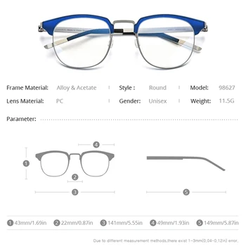 FONEX Acetāts Sakausējuma Brilles Rāmis Vintage Vīriešu Kārtas Tuvredzība Optisko Pusi Recepšu Brilles Sievietēm bez skrūvēm, Briļļu 98627