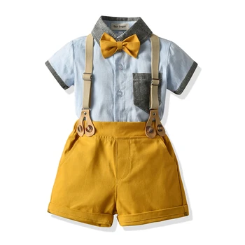 Formālās Drēbes 1-6 Gadiem Zēnu Uzvalku noteikts Vasaras Kāzu svinības, 4 Gabali Bērniem Kostīmu Zīdaiņu Zēnu Apģērba Dzimšanas dienas Dāvana