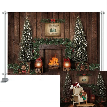 Fotogrāfijas Fons Ziemassvētku Eglītes Logu Vainags Ziemas Sniega Fona Koka Māja, Photocall Photoshoot Prop Pasūtījuma Photobooth
