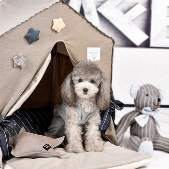 -Frame Suns Gulta par Suņiem & Kaķiem - Stilīgs, Mīksts, Mājīgu Dog House w/Bieza Plīša Spilventiņu, Izturīga Auduma & Mašīna Mazgājami
