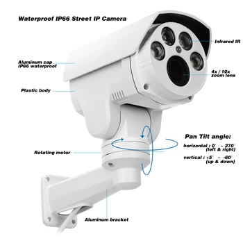 Full HD Izšķirtspēja 2.0 MP/5.0 MP IP Kameras PTZ Āra 4X 10X Optisko Tālummaiņu Drošības Kameru INFRASARKANO staru frekvences skaņu Filtrs Onvif Kustības Detektoru,