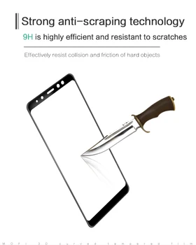Galaxy A8 2018 Rūdīts Stikls MOFI 3D Izliektas Pilnībā sedz Samsung Galaxy A8 2018 A530F Ekrāna Aizsargs