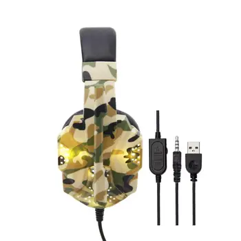 Galva piestiprināma Spēļu Austiņas Mikrofons ar Vadu Stereo Bass USB, Austiņas, LED Gaismas, Datoru, DATORA Earphon 11954