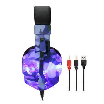 Galva piestiprināma Spēļu Austiņas Mikrofons ar Vadu Stereo Bass USB, Austiņas, LED Gaismas, Datoru, DATORA Earphon
