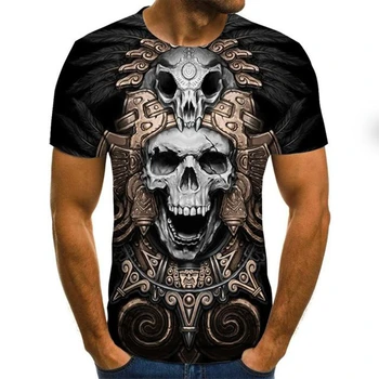Galvaskausa Druka T Kreklu apdruka Vīriešu 3D Drukas Īsām Piedurknēm T-krekls Elpojošs Gadījuma Smieklīgi Tshirts 2021