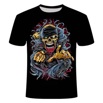 Galvaskausa T krekls Vīriešiem Skeleta T-krekls Punk Rock T Ieroci, T krekli, 3d Druka, T-krekls Vintage Vīriešu Apģērbu Vasaras topi Plus Size110—