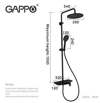 Gappo Misiņa Dušas Jaucējkrāns Vannas Istaba Lietus Dušas Sistēma, Melns, Jaucējkrāns, Maisītājs Lielgabarīta Plauktu Dušas Jaucējkrāns G2495-5