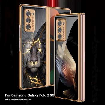 GKK Case For Samsung Galaxy Z 2 Reizes 5G Gadījumā Luksusa Apšuvuma Stikla Triecienizturīgs Aizsardzības Vāciņš Samsung Galaxy Z 2 Reizes Gadījumā