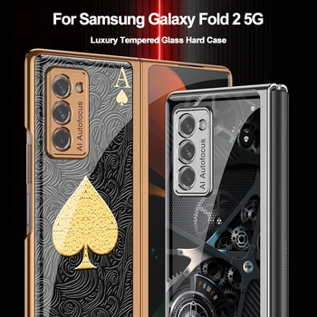 GKK Case For Samsung Galaxy Z 2 Reizes 5G Gadījumā Luksusa Apšuvuma Stikla Triecienizturīgs Aizsardzības Vāciņš Samsung Galaxy Z 2 Reizes Gadījumā
