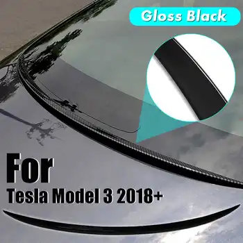Gloss Black ABS Bagāžnieka Spoilers Vāka Apdare Vējstikla Ūdens Saglabājot Ārējie Auto Stils Aksesuāri Tesla Model 3 2018+