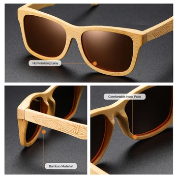 GM Īsta Koka Polarizētās Saulesbrilles Koka Brilles UV400 Saulesbrilles Bambusa Koka Saulesbrilles Zīmols Ar DropShipping