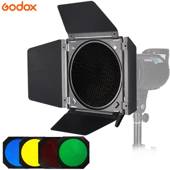 Godox BD-04 Bowen Mount Klēts Durvis Ar Šūnveida Režģis + 4 Krāsu filtru Komplekti SK400ii DE400 DE300 QS400 QS60 Studio Flash
