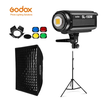 Godox SL-150W SL150W 5600K Baltā Versija LCD Panelis Nepārtraukti LED Video Gaisma + 70x100cm softbox + 2.8 m Gaismas Statīvs + Klēts Durvis