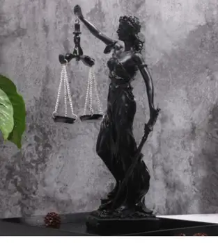 Grieķijas Tiesu un Tieslietu retro līdzsvaru statuja melnā Dieviete radošo displejs Eiropas stila radošo retro kafejnīca skulptūra