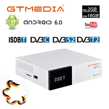 GTMEDIA GTC Android TV BOX DVB-S2, DVB-T2 Kabeļu ISDBT Amlogic S905D 2GB RAM, 16GB Eiropai Atbalstu m3u Set Top Box