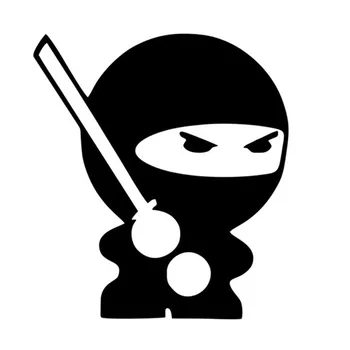 Gudrs un Smieklīgi Ninja Ķermeņa Loga Stikla Uzlīme Karikatūra Klasisko Stilu, Personību Ūdensizturīgs Pvc Automašīnu Decal Melns/balts, 13cm*14cm