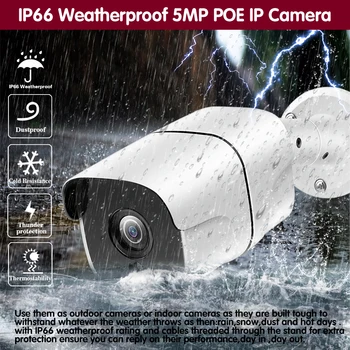 H. 265 CCTV Drošības Ip Novērošanas Kameras Āra Ūdensizturīgs Tīkla Video Novērošanas Kameras Mājas 5mp POE Bullet Uzraudzība 15572