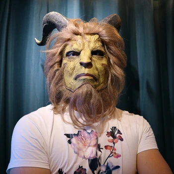 Halloween Maskas Filmu Skaistums un Zvērs Maska Cosplay skropstu Tuša Dzīvnieku Masque Carnaval Reāli Lateksa Maska Šausmu Maskēties