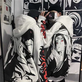 Harajuku sporta krekls sievietēm hip hop Anime Iespiests ar garām Piedurknēm ar Kapuci Hoodies pāri Vintage Zaudēt korejas Modes Topi Streetwear