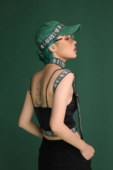 Harajuku Ķīnas Vēstuli Regulējams Sieviešu Elastīgs Sānslīdi Kaklasaite Kakla Vintage Modes Unisex Pāris Momentus
