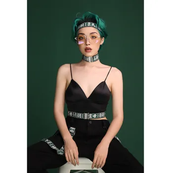 Harajuku Ķīnas Vēstuli Regulējams Sieviešu Elastīgs Sānslīdi Kaklasaite Kakla Vintage Modes Unisex Pāris Momentus