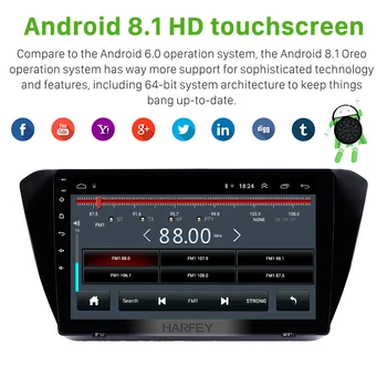 Harfey Android8.1 2DIN Automašīnas Vadītājs Vienība, Radio, Audio GPS Multimedia Player, Uz Skoda Superb. Gadam 2016-2018 Atbalsta USB, AUX, Bluetooth