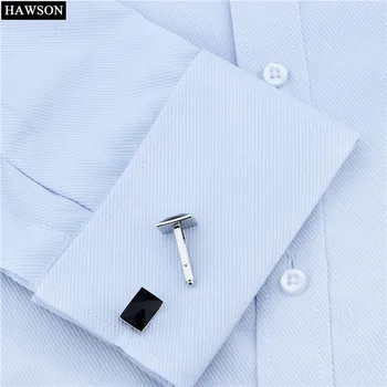 HAWSON francijas Vīriešu Kreklu aproču pogas augstākās Kvalitātes Melnā Kristāla aproču pogas, lai Groomsmen Rotaslietas 4864