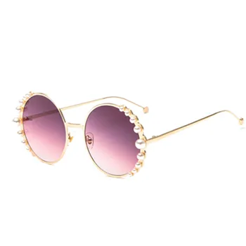 HBK Apaļa Pērle Saulesbrilles Modis Oculos De Sol feminino 2019 Luxury Vintage Sieviešu Zīmola Dizainere, Saules Brilles UV400 Slīpums