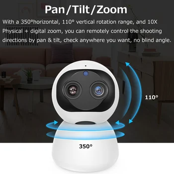 HD Dubultā 1080P Cam Smart Home Wifi IP Kameras Iekštelpu Drošības Uzraudzībai PTZ VIDEONOVĒROŠANAS 360 Noteikšanas Kameras Bērnu / Auklīte / Pet 57070