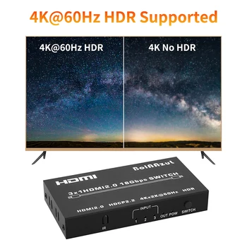 HDMI Slēdzis ar audio, spdif toslink 4K UHD HDR 2.0 HDMI Slēdzis ar Tālvadības PS4 PS5 pro apple TV 4K@60Hz HDCP 2.2