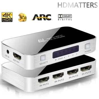 HDMI Slēdzis ar audio, spdif toslink 4K UHD HDR 2.0 HDMI Slēdzis ar Tālvadības PS4 PS5 pro apple TV 4K@60Hz HDCP 2.2