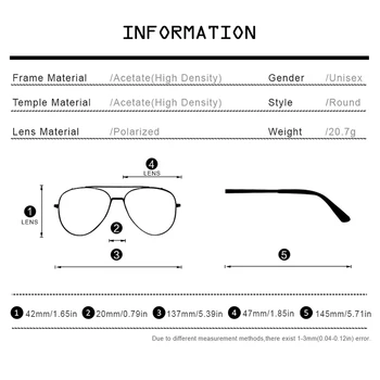 HEPIDEM Acetāts Polarizētās Saulesbrilles, Vīriešu Vintage Retro Apaļā Saules Brilles Sievietēm Zīmola Dizaina Skaidri Pārredzama Sunglass 9116