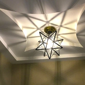 Hexahedrons Zvaigžņu Vintage Griestu Lampa Koridora Kristāla Lustras Ģeometriskā Balkons Apgaismojums, Gaitenis Ieejas Stikla Spīdums 4635