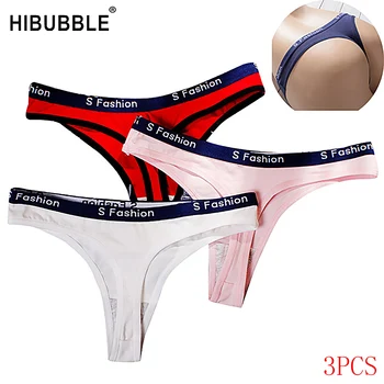 HIBUBBLE 3pcs/Daudz Sexy G-String Kokvilnas Sieviešu apakšbikses, Biksītes T Atpakaļ Bezšuvju Apakšveļa Sandales Bikini Zems Viduklis Caurspīdīga Dāma