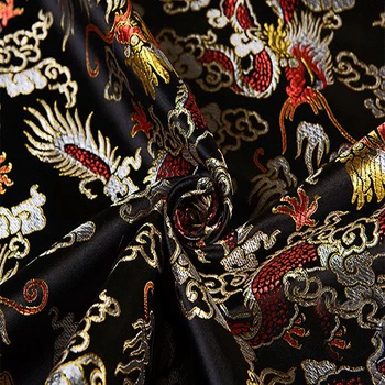 HLQON importēti black dragon stila brokāta modes auduma, ko izmanto Quilting kleitu šūšana, sieviešu apģērba satīna svārki ar 100x115cm