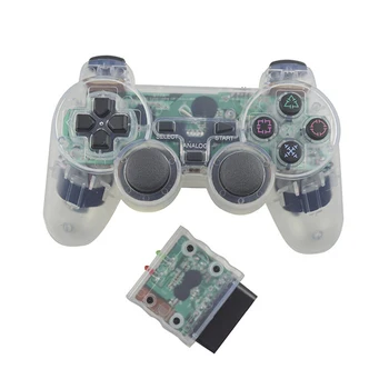 HobbyLane Caurspīdīgu Krāsu Bezvadu Kontrolieris 2.4 G, analogās Vibrācijas Gamepad Kontrolieris Playstation 2 PS2 Kursorsviru d20